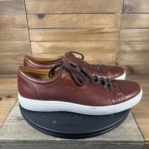 ECCO Soft 7 Mens Size 10 City Tan Leather Lace Up Casual Comfort Sneakers