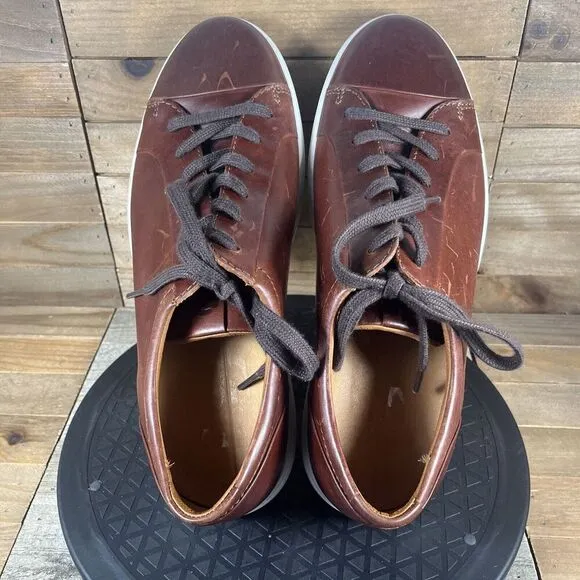 ECCO Soft 7 Mens Size 10 City Tan Leather Lace Up Casual Comfort Sneakers