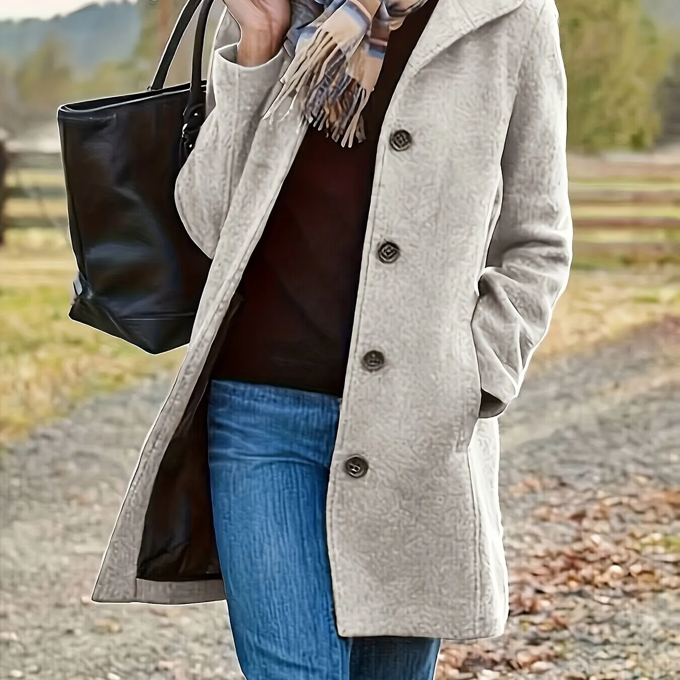 Elegant Single Breasted Womens Fall  Winter Coat