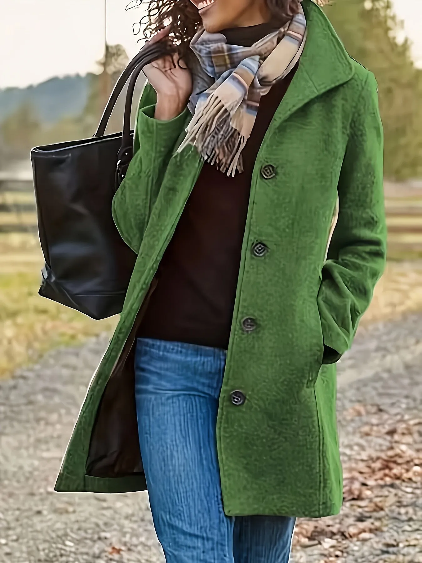 Elegant Single Breasted Womens Fall  Winter Coat