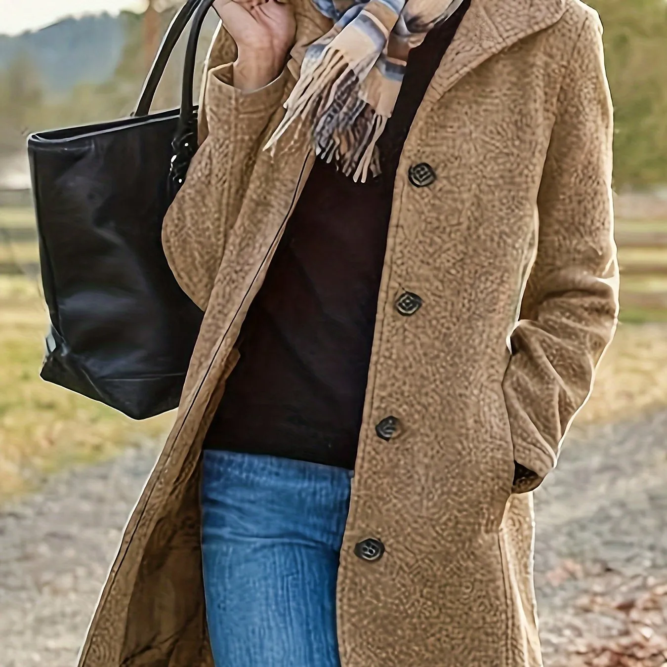 Elegant Single Breasted Womens Fall  Winter Coat