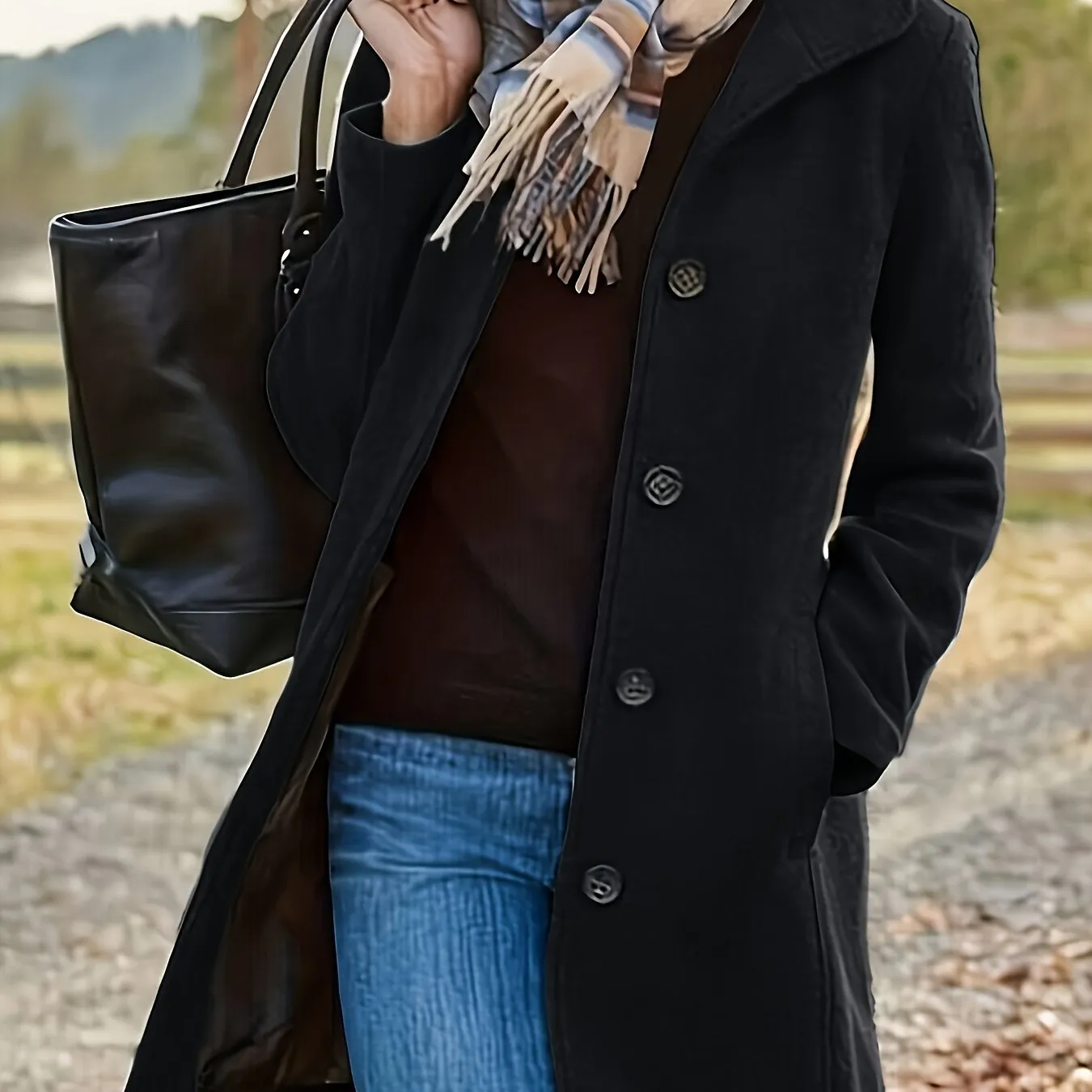 Elegant Single Breasted Womens Fall  Winter Coat