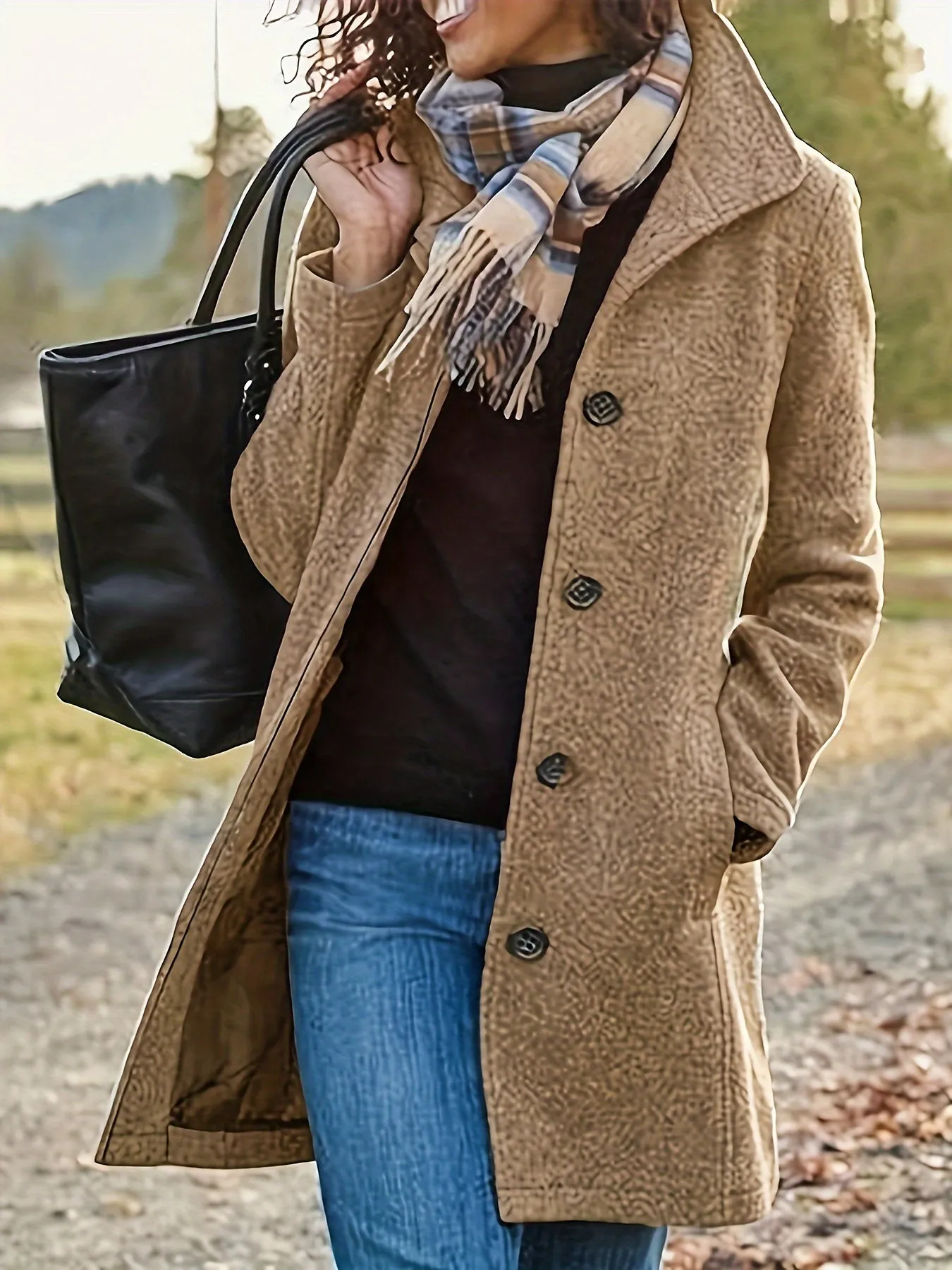 Elegant Single Breasted Womens Fall  Winter Coat