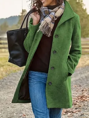 Elegant Single Breasted Womens Fall  Winter Coat