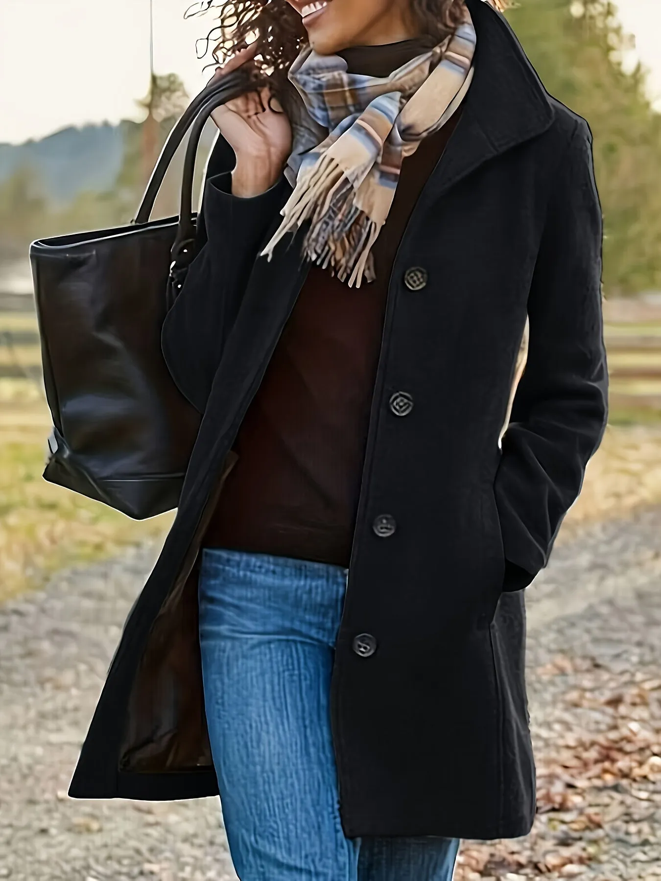 Elegant Single Breasted Womens Fall  Winter Coat
