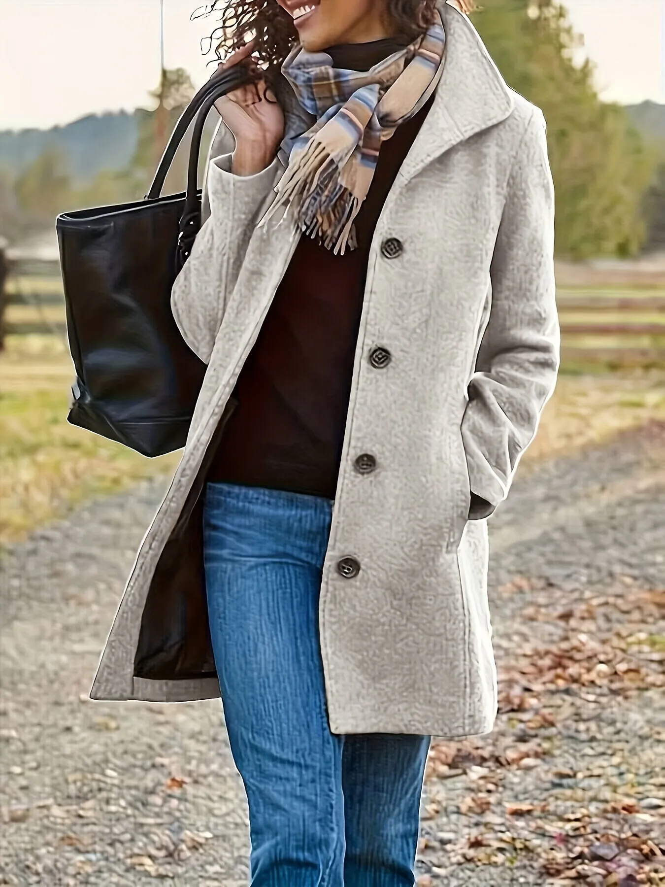 Elegant Single Breasted Womens Fall  Winter Coat