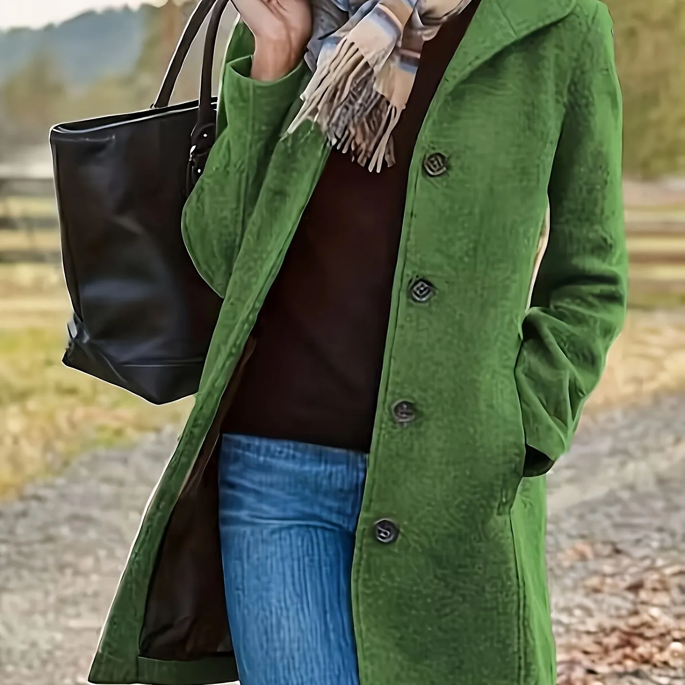 Elegant Single Breasted Womens Fall  Winter Coat