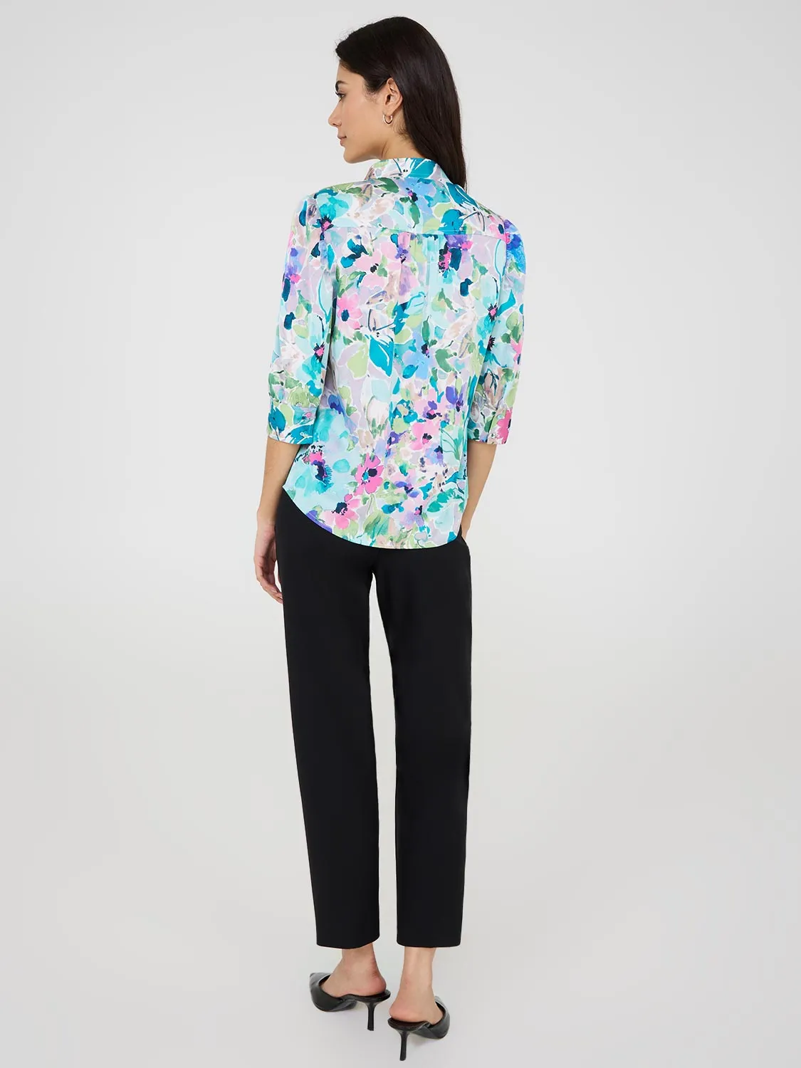 Floral Print Satin Blouse