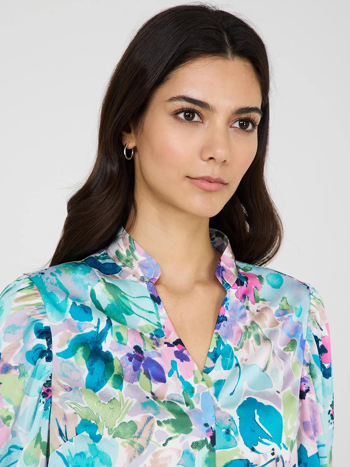 Floral Print Satin Blouse