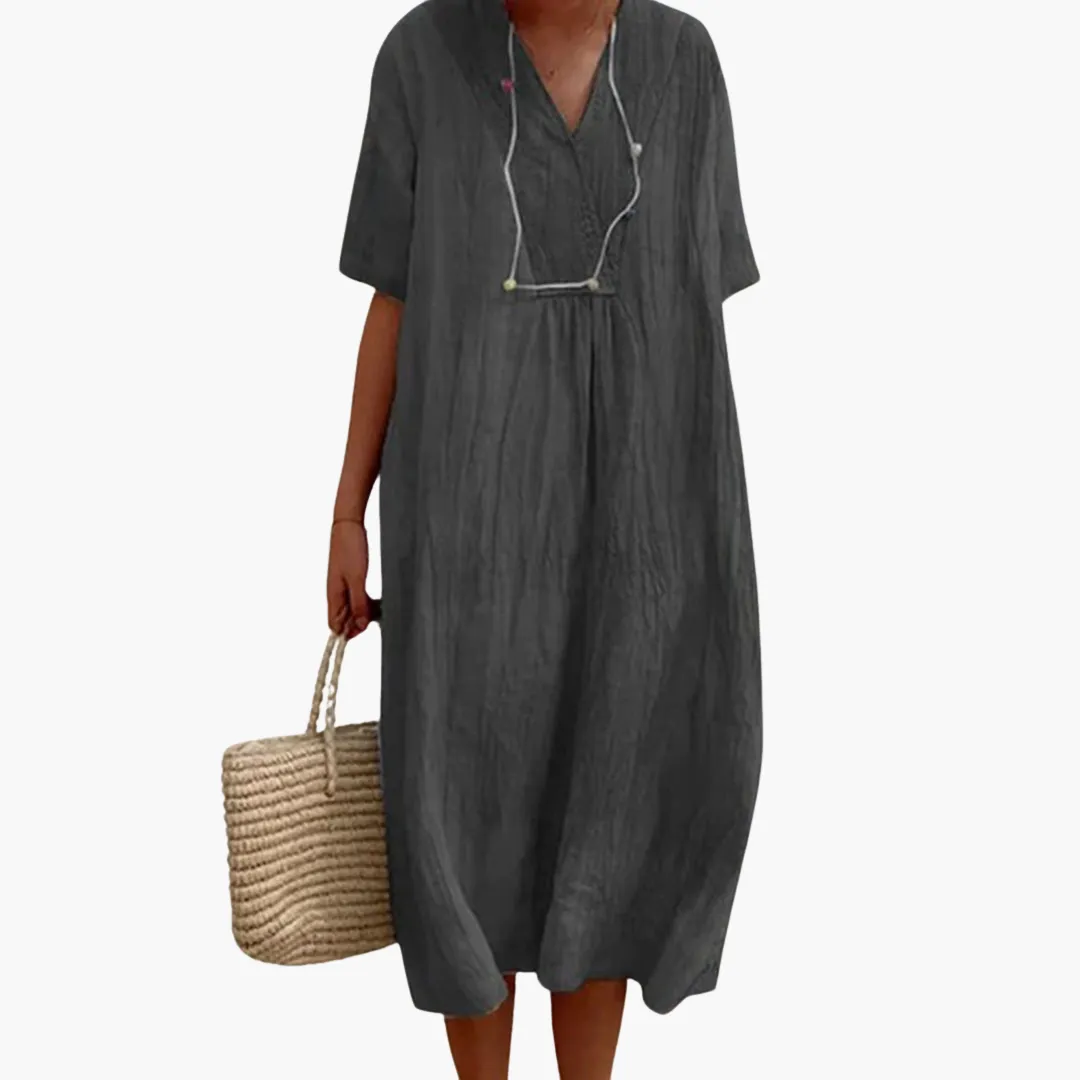 Flowy Short Sleeve Midi Dress Women