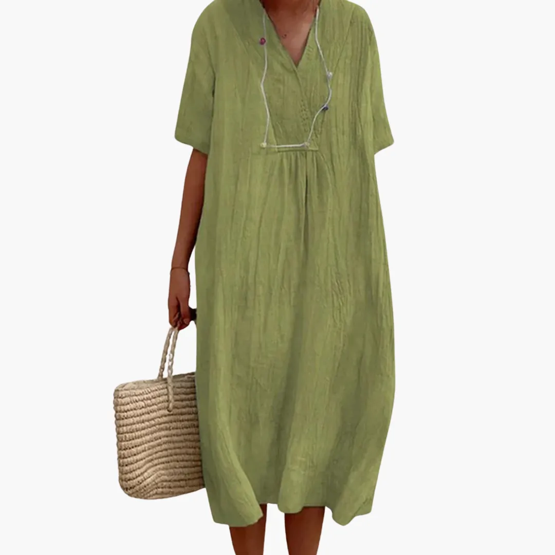 Flowy Short Sleeve Midi Dress Women