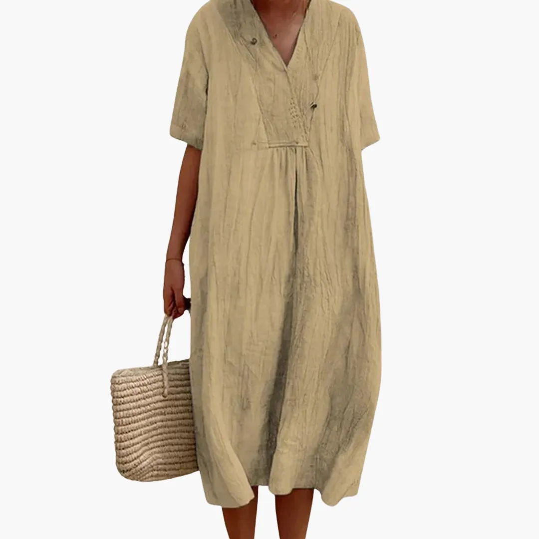 Flowy Short Sleeve Midi Dress Women