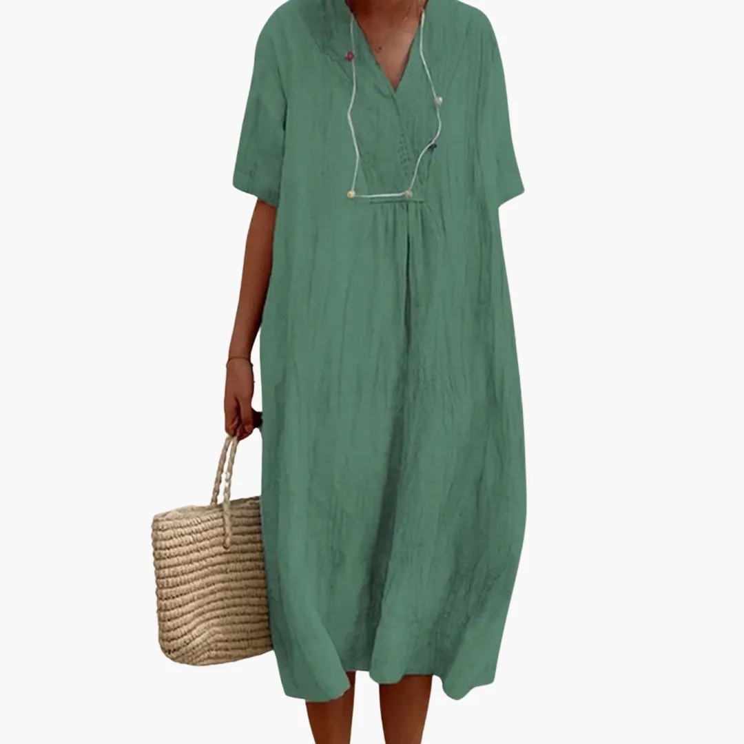 Flowy Short Sleeve Midi Dress Women