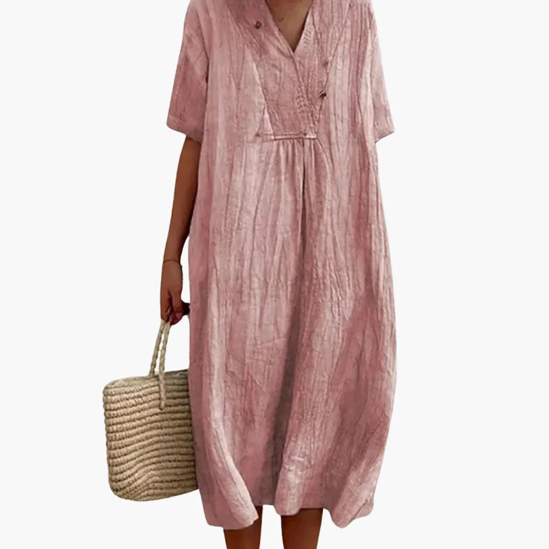 Flowy Short Sleeve Midi Dress Women
