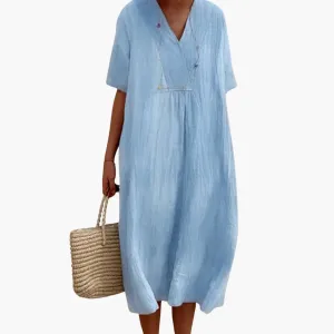 Flowy Short Sleeve Midi Dress Women
