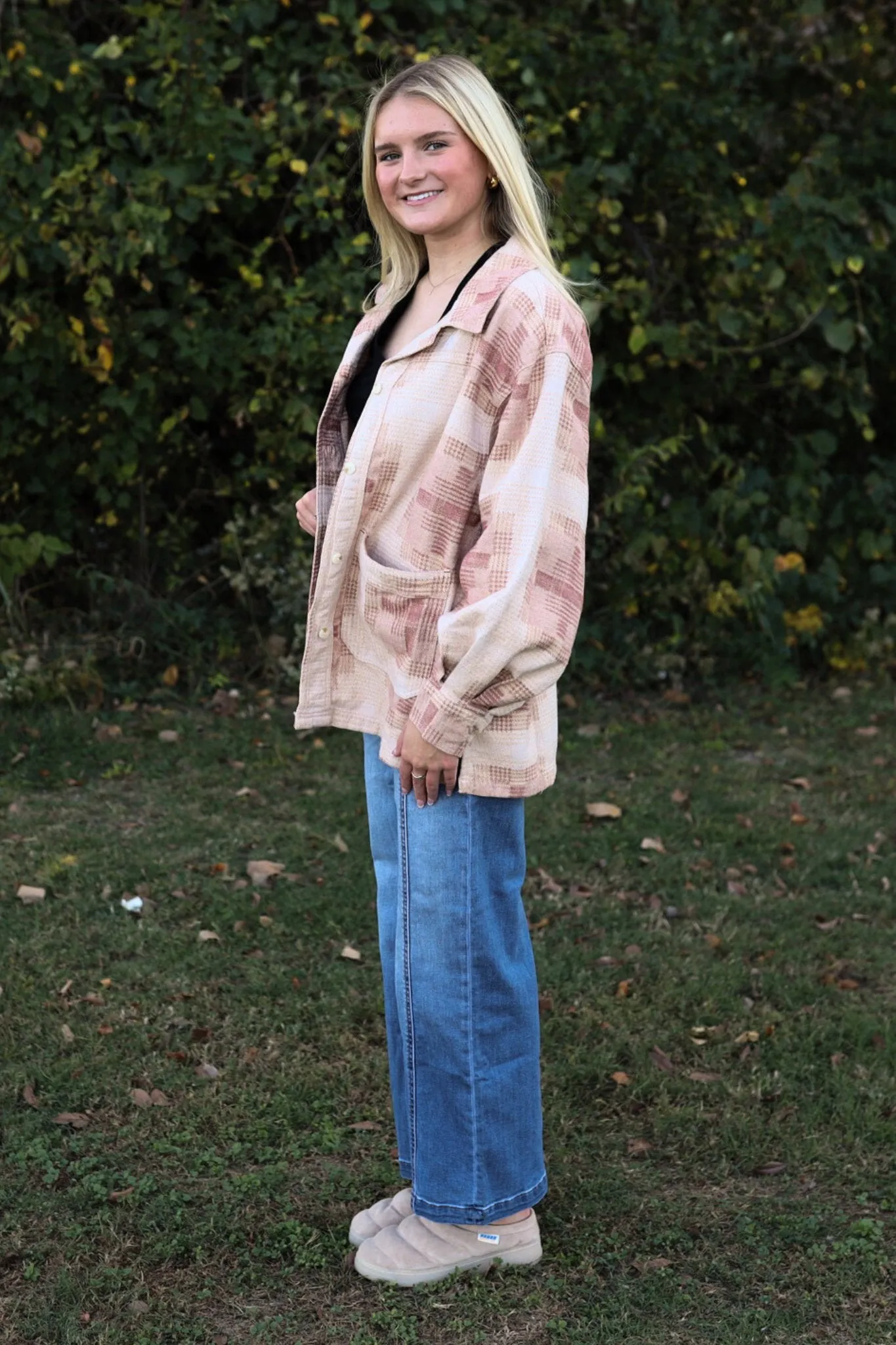 Free People: Keep It Cozy Shirt in Berry Combo