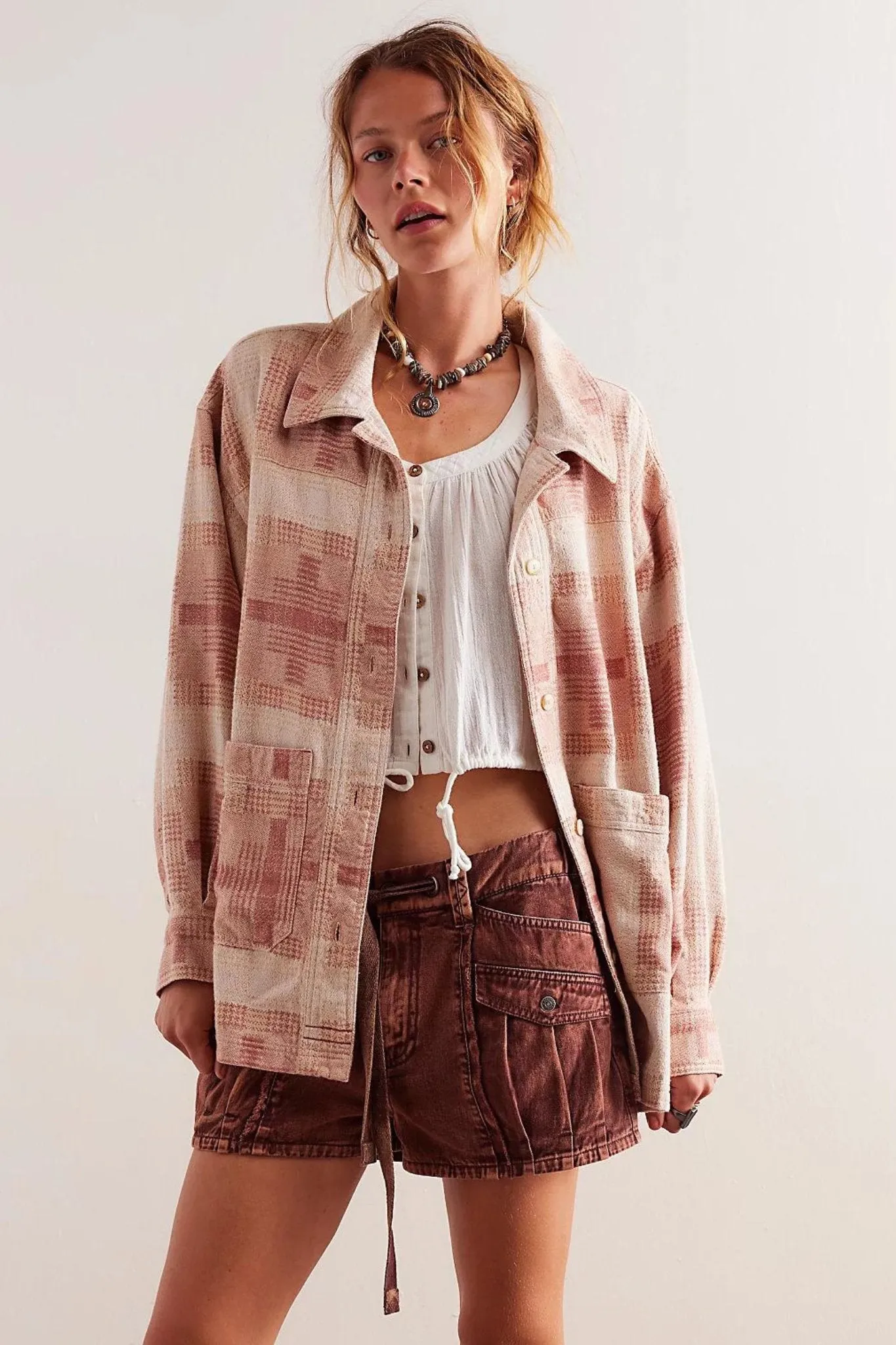 Free People: Keep It Cozy Shirt in Berry Combo