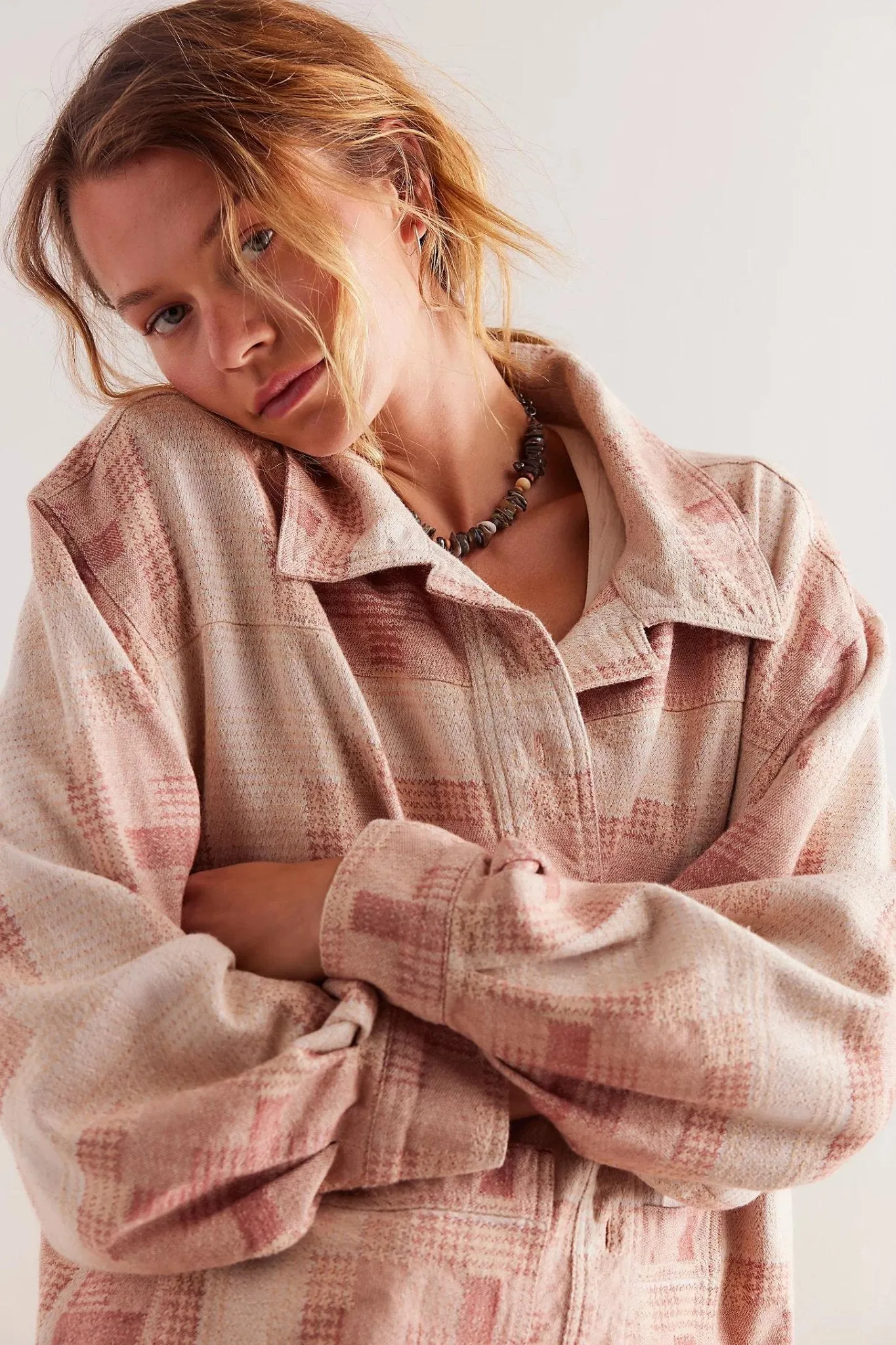 Free People: Keep It Cozy Shirt in Berry Combo