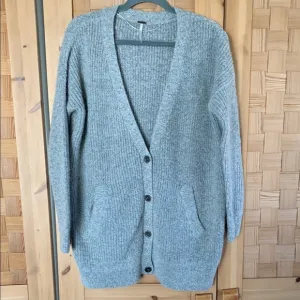 Free People Oversized Alpaca Wool Mohair Blend Gray Cardigan XS