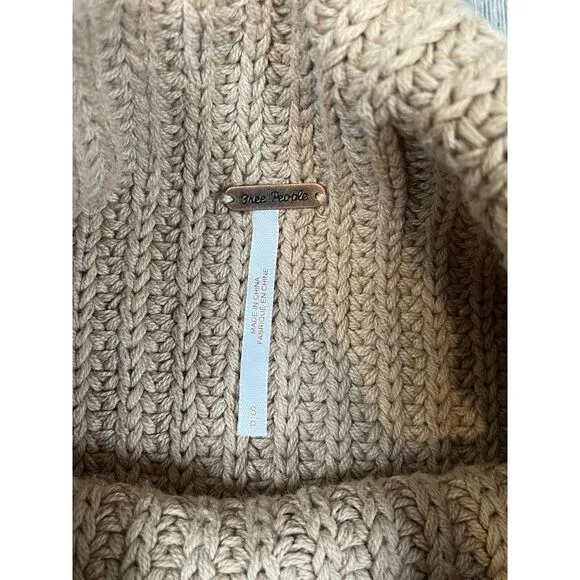 Free People Swim Too Deep Turtleneck Oversized Chunky Sweater,‎ Size Small