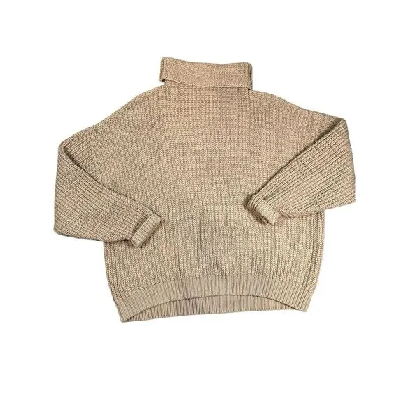 Free People Swim Too Deep Turtleneck Oversized Chunky Sweater,‎ Size Small