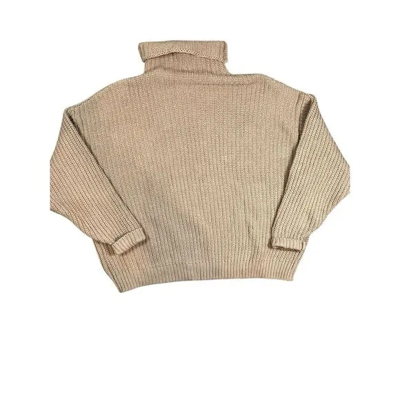 Free People Swim Too Deep Turtleneck Oversized Chunky Sweater,‎ Size Small