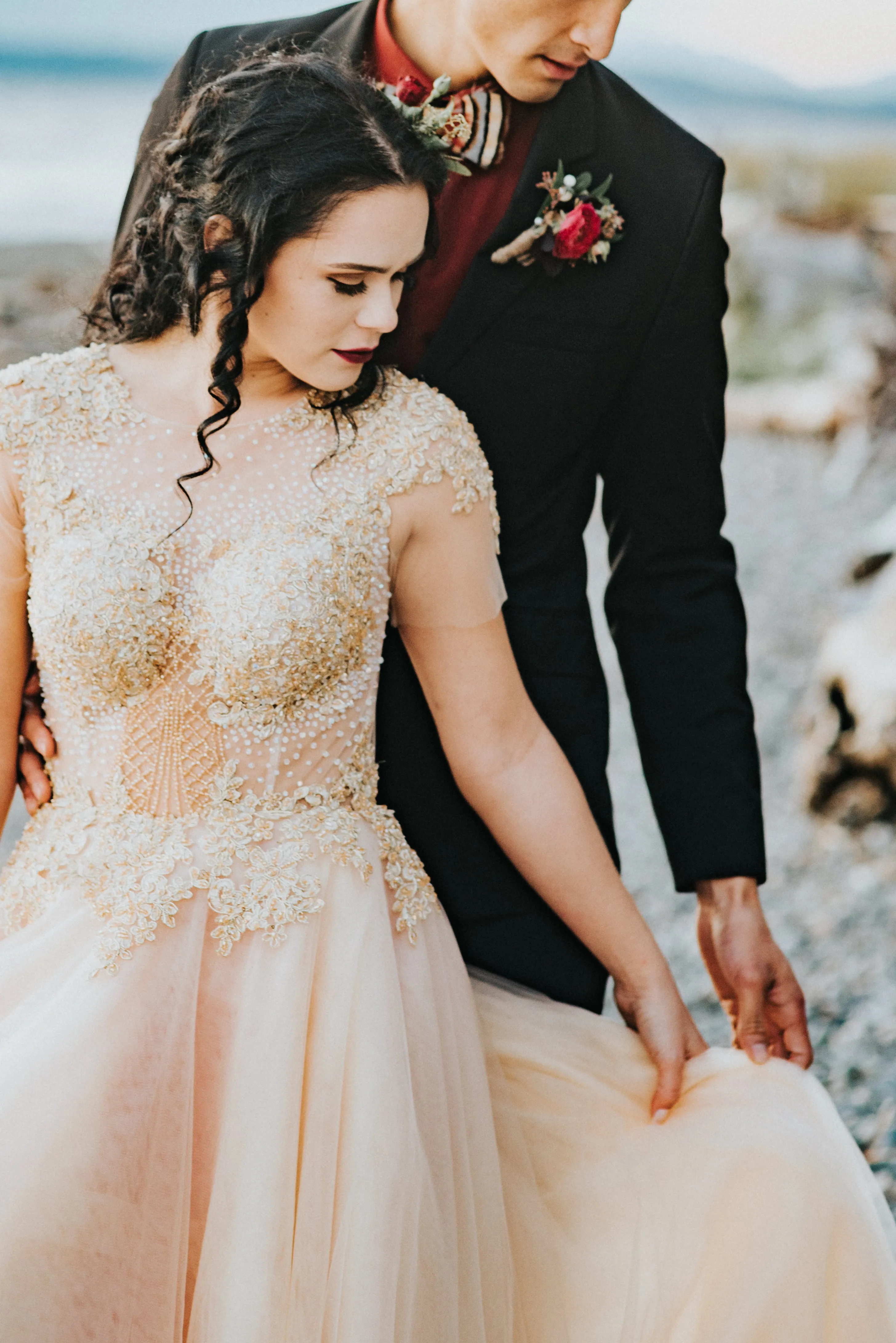 Gold and Red High Low Gown (#Amber)