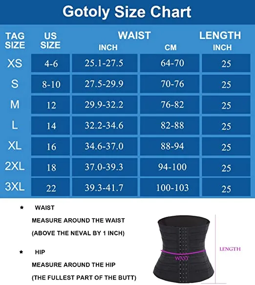 Gotoly Women Waist Trainer Corset Tummy Control Shapewear Slimming Girdle Cincher Body Shaper, Black - Size Medium