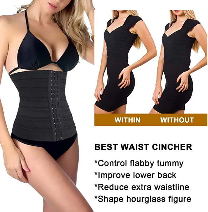 Gotoly Women Waist Trainer Corset Tummy Control Shapewear Slimming Girdle Cincher Body Shaper, Black - Size Medium