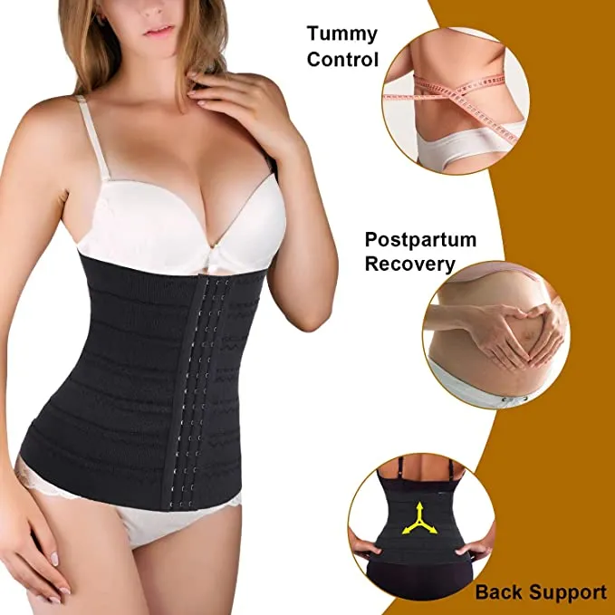 Gotoly Women Waist Trainer Corset Tummy Control Shapewear Slimming Girdle Cincher Body Shaper, Black - Size Medium