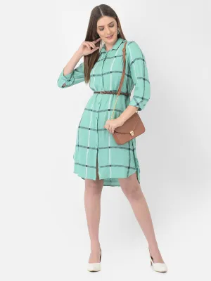 Green Check Shirt Dress