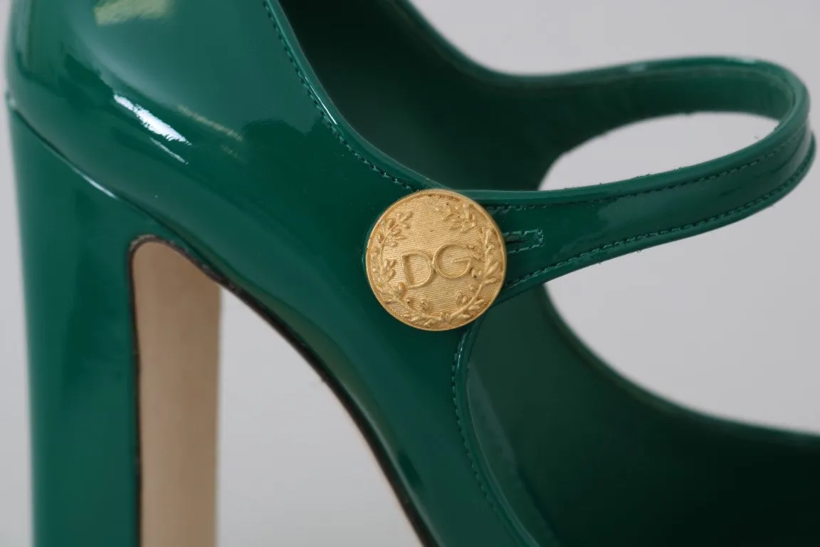 Green Leather DG Logo Mary Janes  Shoes