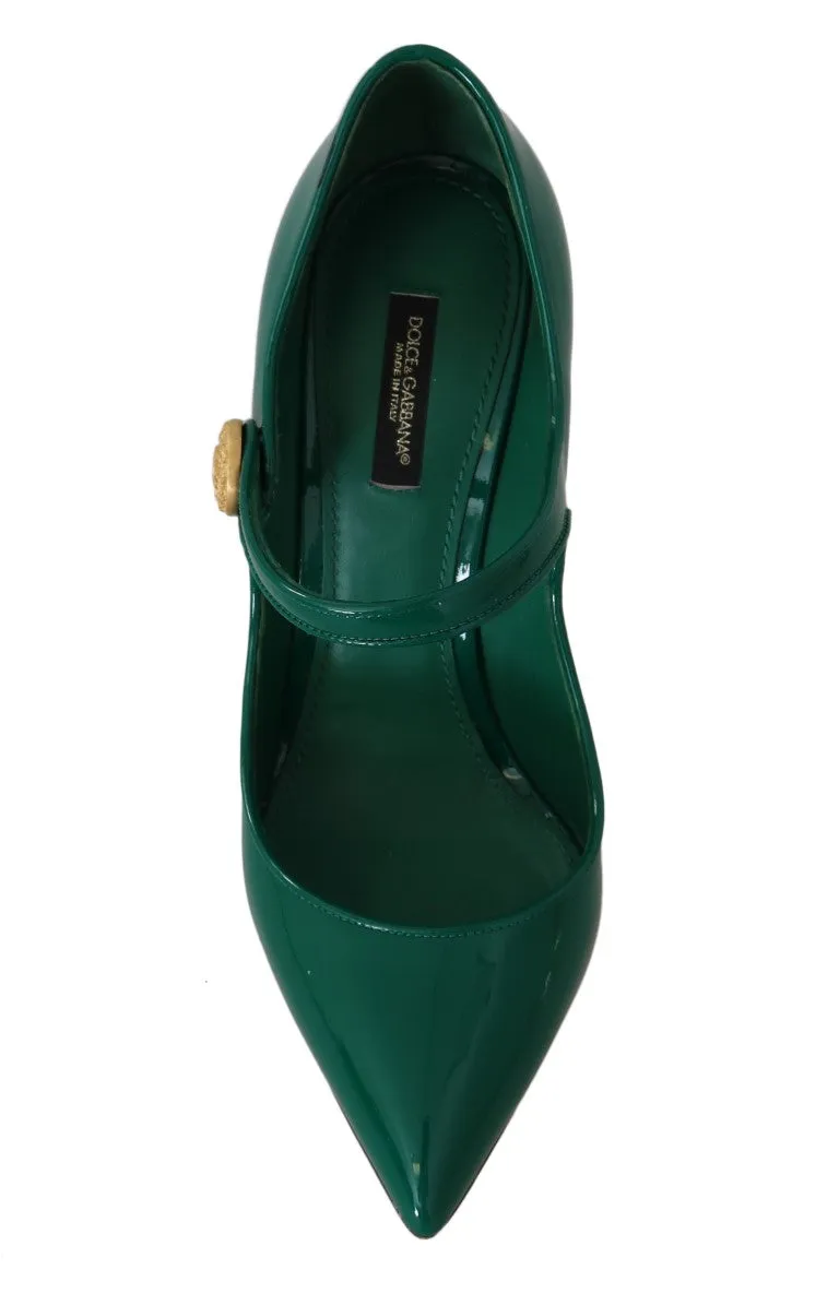 Green Leather DG Logo Mary Janes  Shoes