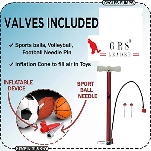 GRS P101 AIR Pump with 2 Needle For Cycle, Football, Volleyball, Basketball, Handball (Multicolour)