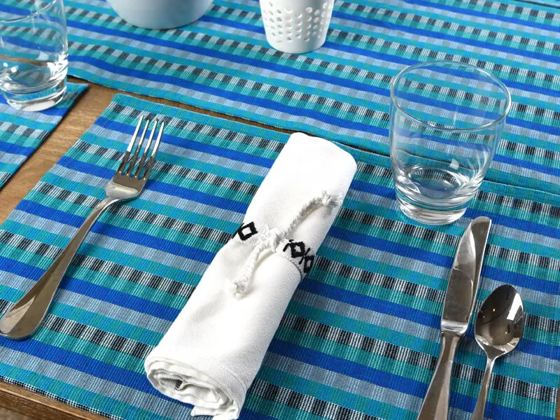 Hand Woven Cuadritos Placemats | Blue Moon