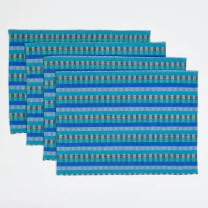 Hand Woven Cuadritos Placemats | Blue Moon