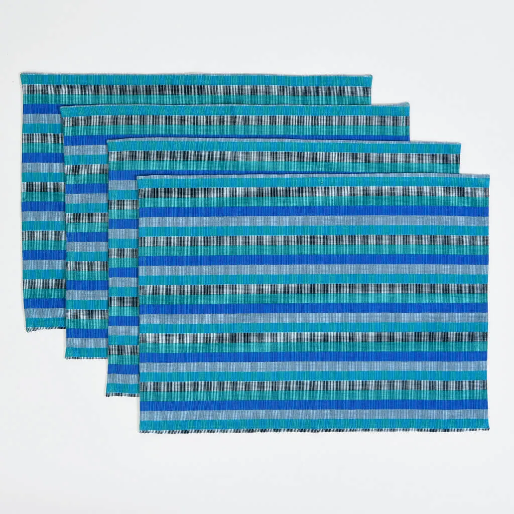 Hand Woven Cuadritos Placemats | Blue Moon