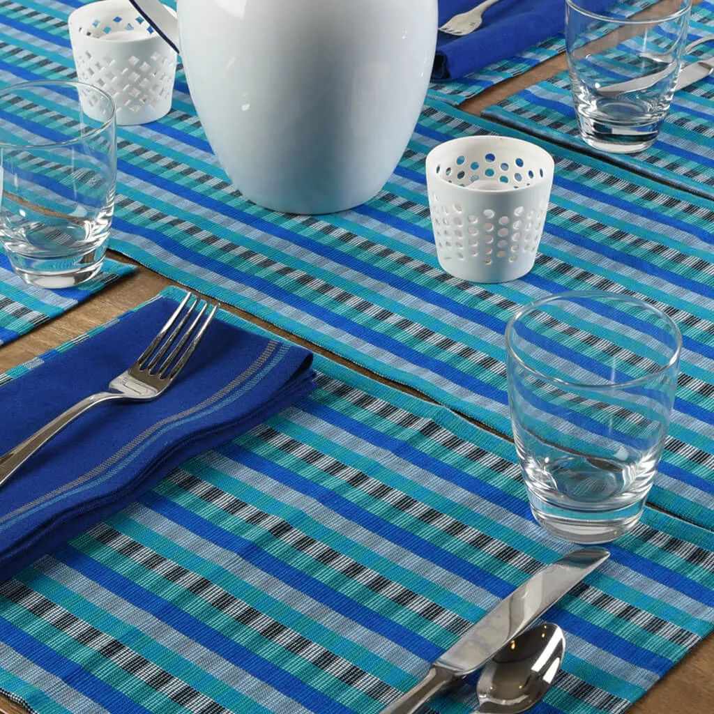 Hand Woven Cuadritos Placemats | Blue Moon