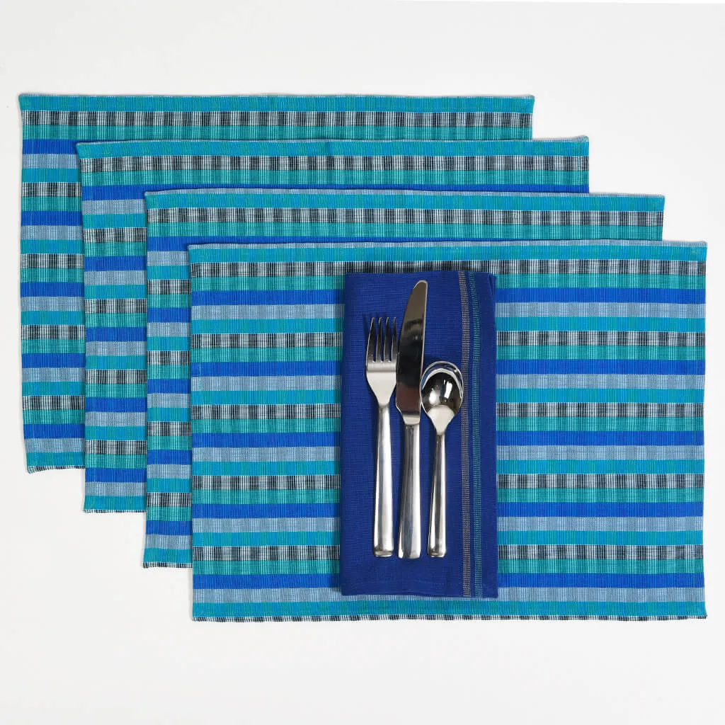 Hand Woven Cuadritos Placemats | Blue Moon