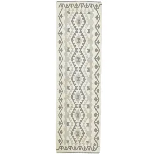 Hand-Woven Flatweave Geometric Design Kilim Handmade Wool (Size 2.10 X 9.7) Cwral-9573