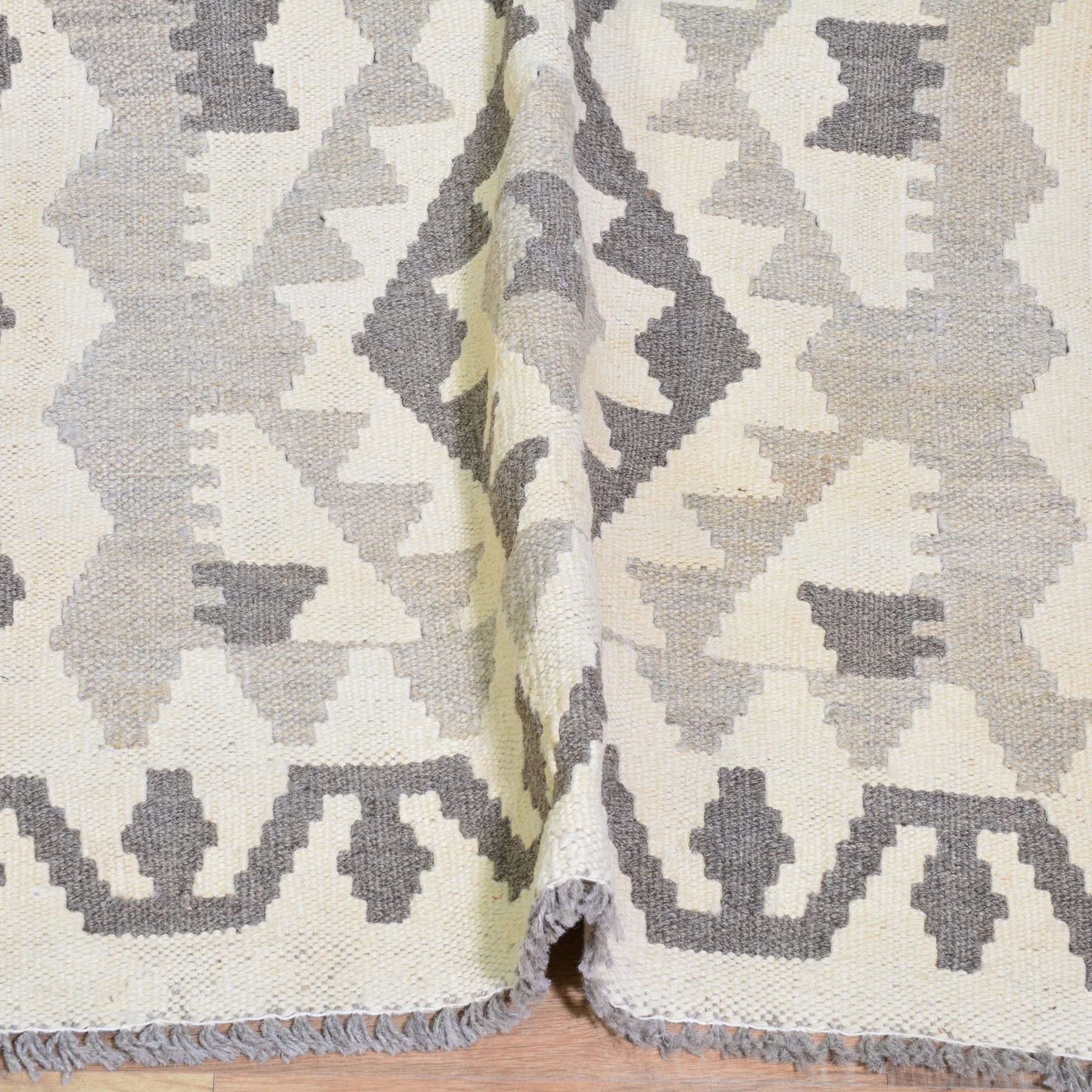 Hand-Woven Flatweave Geometric Design Kilim Handmade Wool (Size 2.10 X 9.7) Cwral-9573