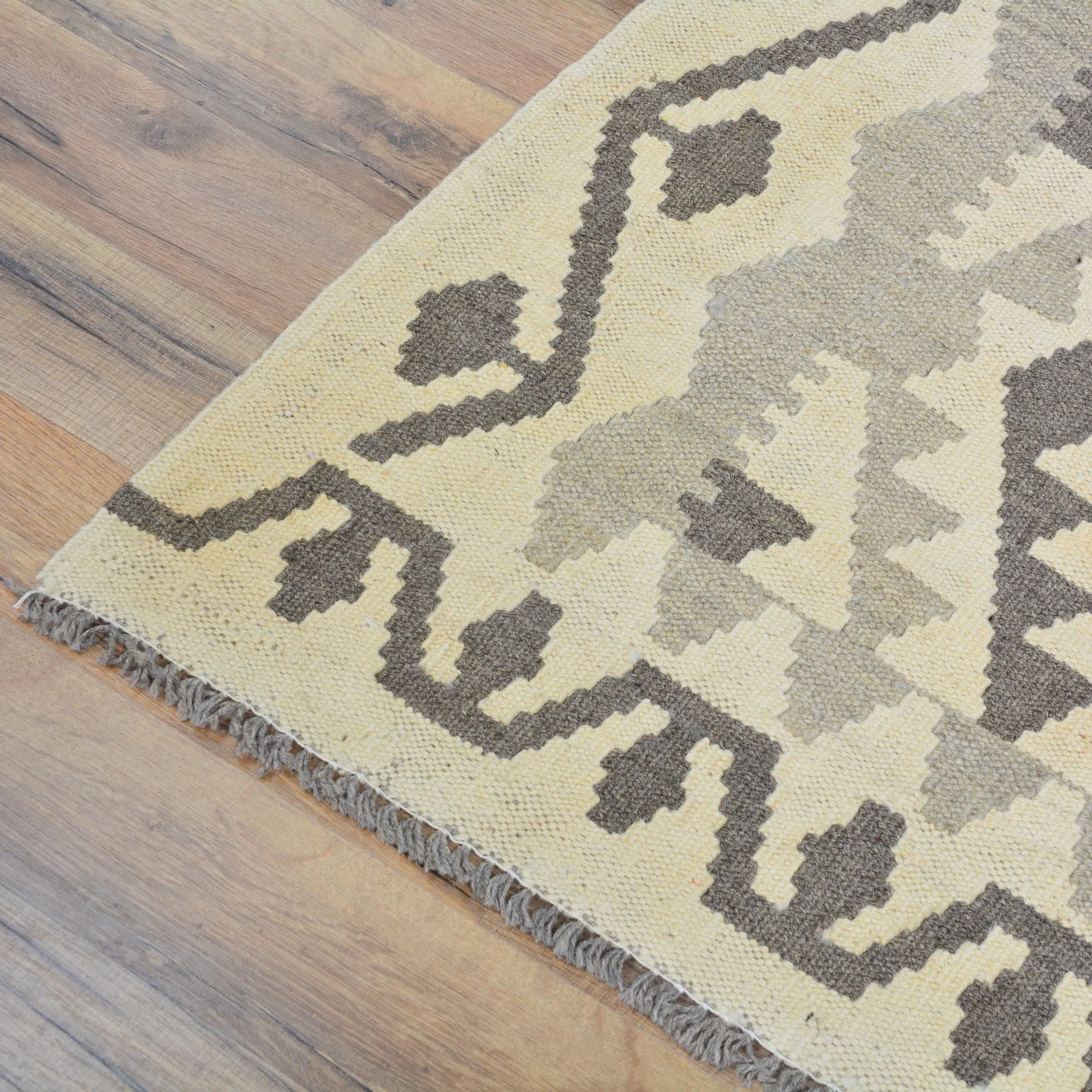 Hand-Woven Flatweave Geometric Design Kilim Handmade Wool (Size 2.10 X 9.7) Cwral-9573