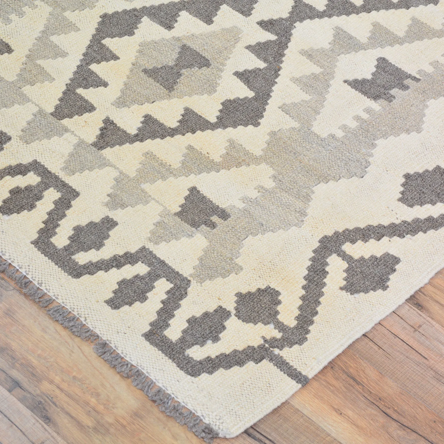 Hand-Woven Flatweave Geometric Design Kilim Handmade Wool (Size 2.10 X 9.7) Cwral-9573