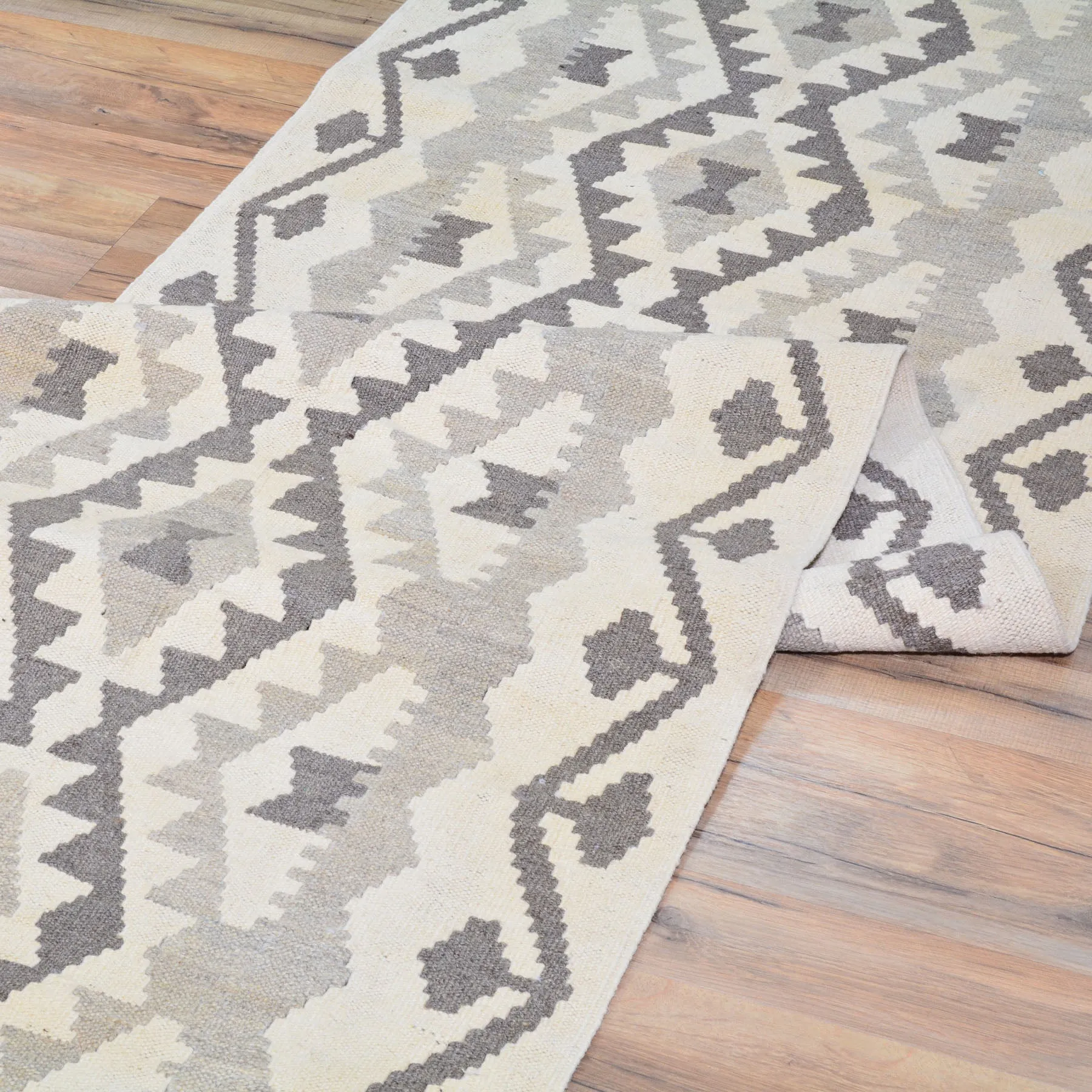 Hand-Woven Flatweave Geometric Design Kilim Handmade Wool (Size 2.10 X 9.7) Cwral-9573