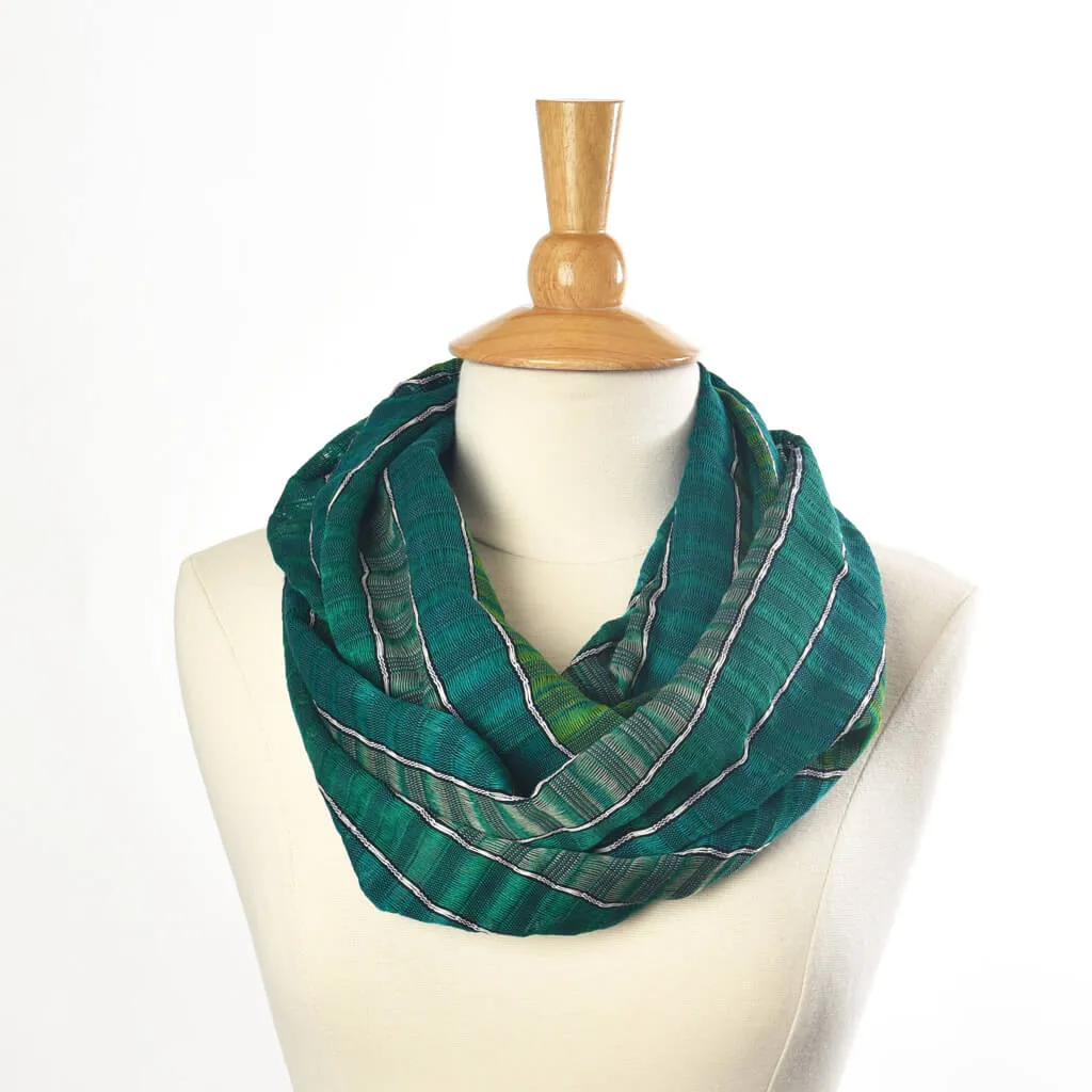 Hand Woven Infinity Scarf | Fresh Greens