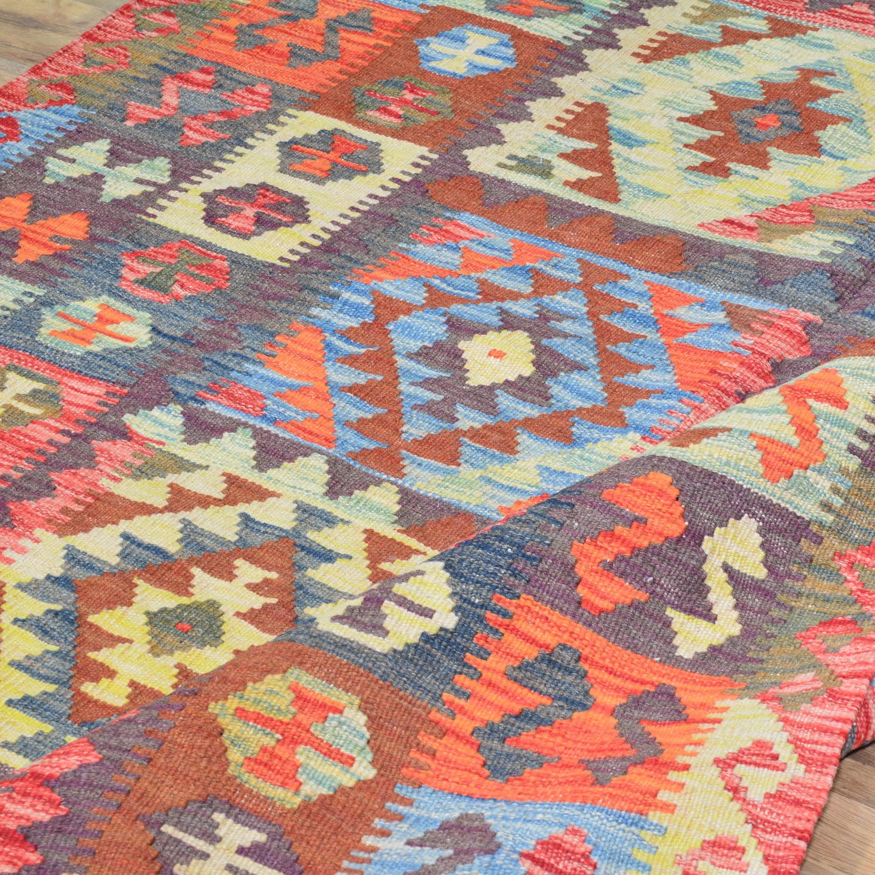 Hand-Woven Reversible Afghan Tribal Wool Handmade Rug (Exact Size4.9 X 6.7) Brral-3000