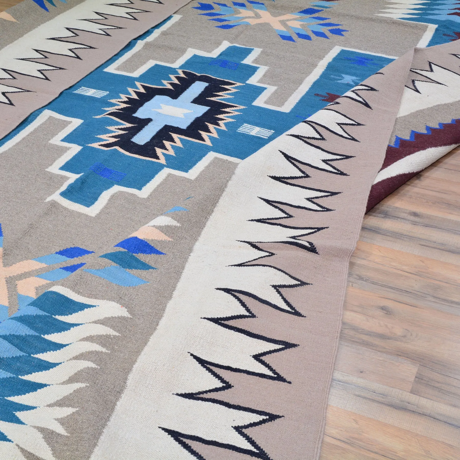 Hand-Woven Reversible Southwestern Design Handmade Wool Kilim (Size 10.0 X 13.10) Cwral-10299