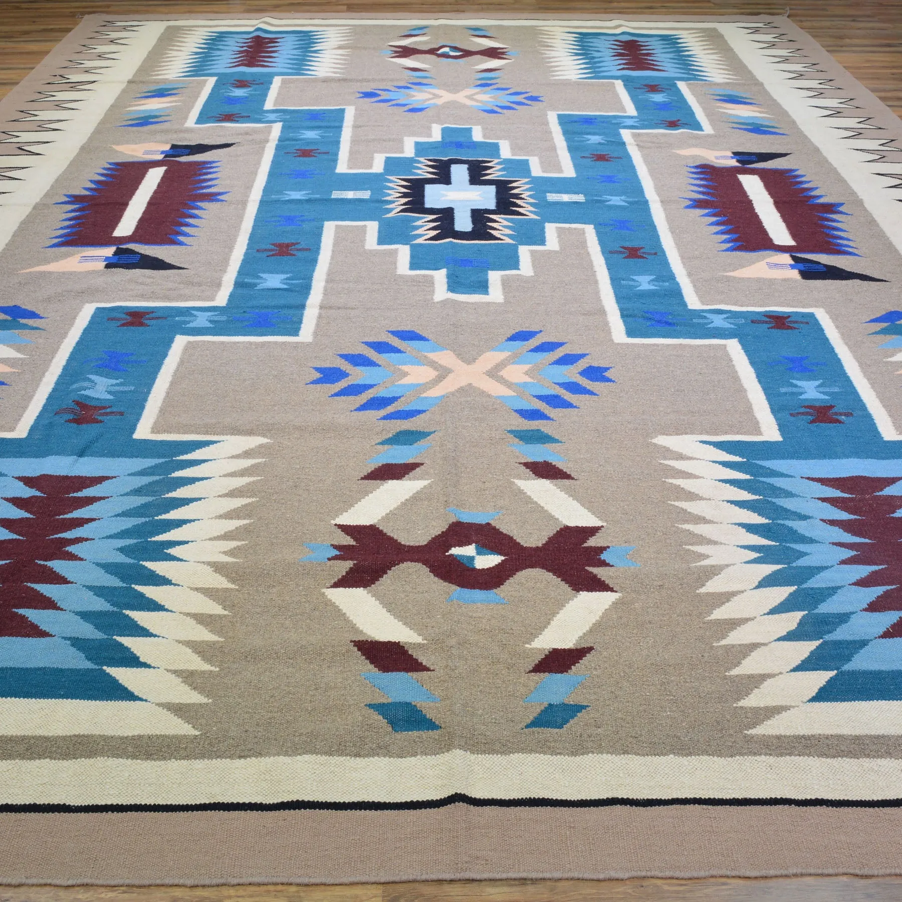 Hand-Woven Reversible Southwestern Design Handmade Wool Kilim (Size 10.0 X 13.10) Cwral-10299