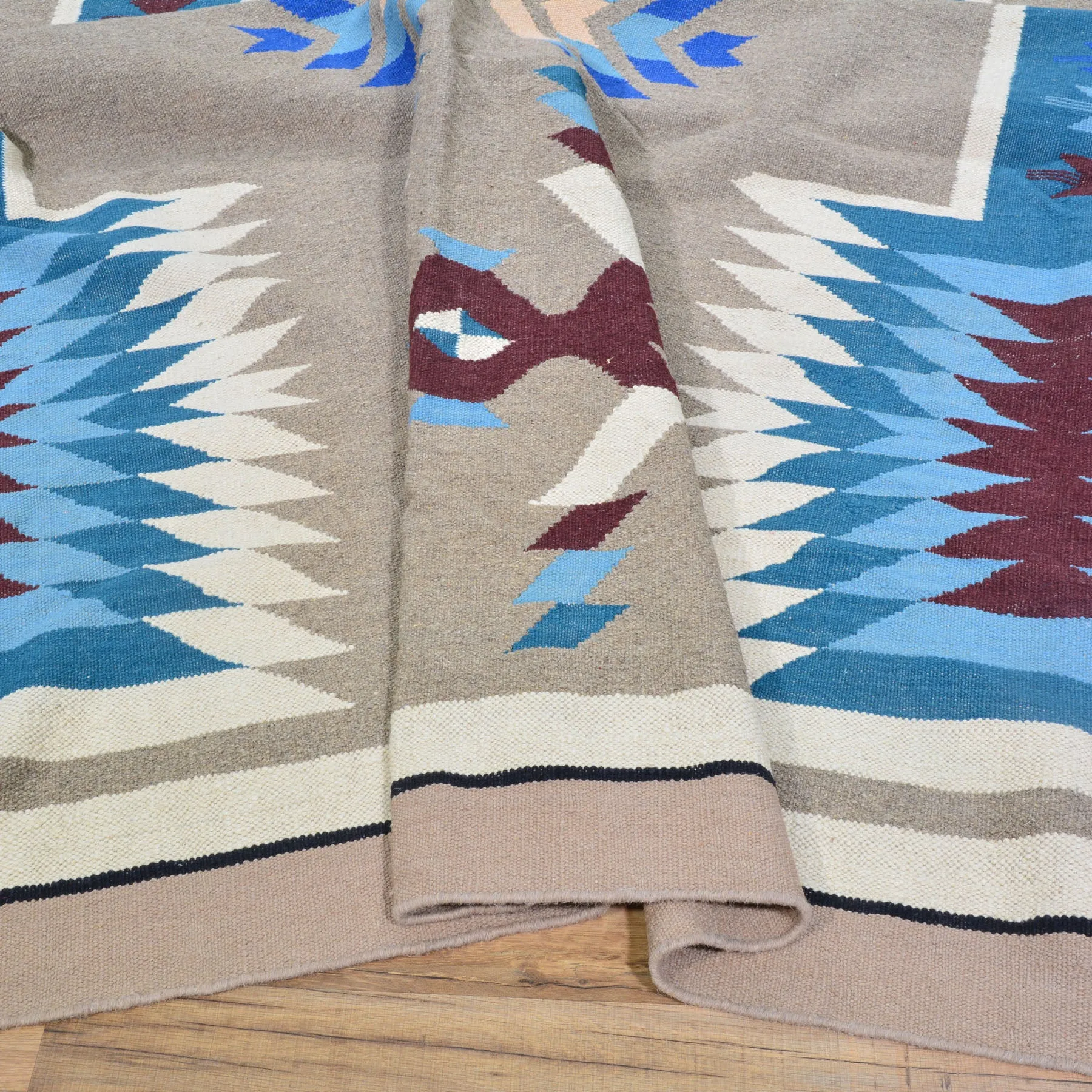 Hand-Woven Reversible Southwestern Design Handmade Wool Kilim (Size 10.0 X 13.10) Cwral-10299