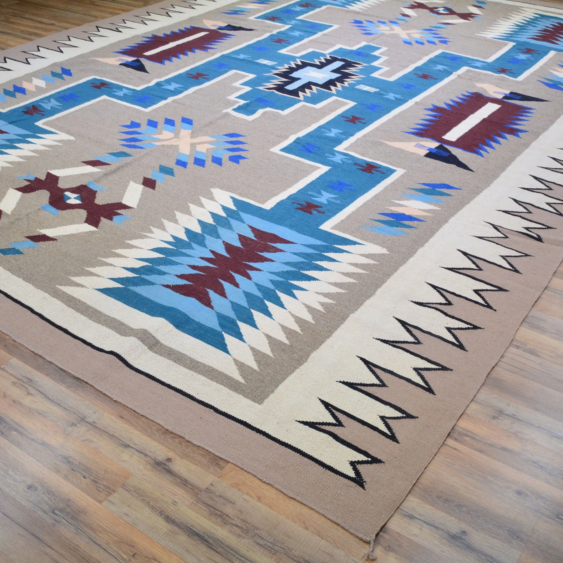 Hand-Woven Reversible Southwestern Design Handmade Wool Kilim (Size 10.0 X 13.10) Cwral-10299